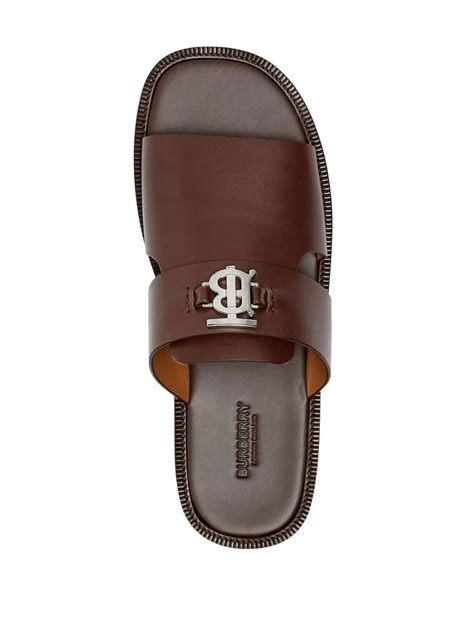 burberry monogram motif leather sandals.